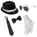 Adult Fashionable Sequins Neckties Light Up Neck Ties and Hat Flashing Jazz Fedora Hat Set Party Rave Navidad Performance Set Qme Light Gray