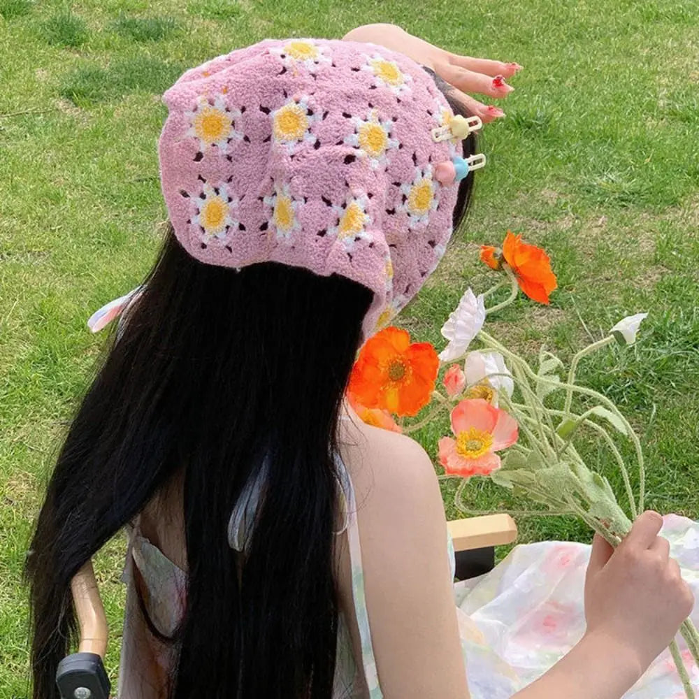 Sweet French Knitted Headband Floral Strawberry Women Hair Scarf Qme