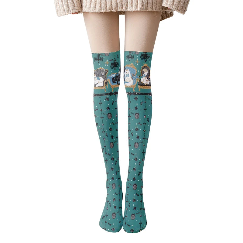 Fun Cartoon Women's Stockings Candy Strawberry Sexy Cute Tall-legged Qme style4 One Size