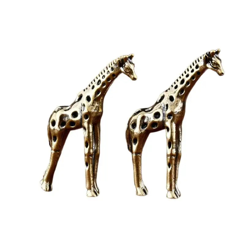 Miniature Statue Home Decor Vintage Brass Giraffe Ornament Office Qme