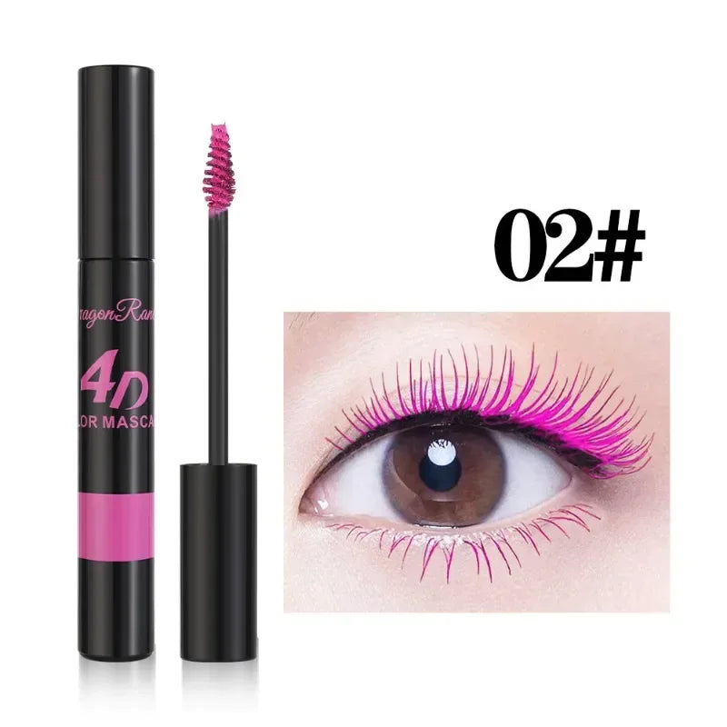 Colored Mascara Makeup 4D Silky Natural Long Eyelashes Mascara Waterproof Long-lasting Extension Thick Lasting Curling Mascara Qme 02 rose red