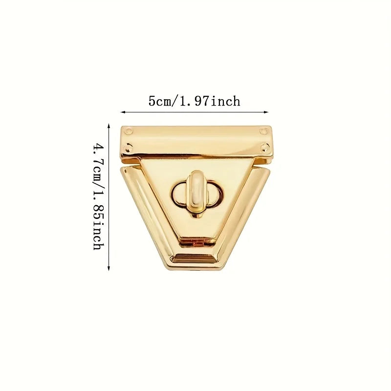 Metal Triangle Turn Lock Clasp Gold Purse Locks Hardware DIY Handbag Closure Buckle Replacement Lock For Crochet Knitted Bag Qme