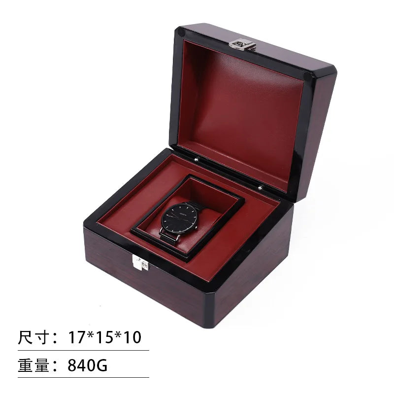 High End Wooden Box Packaging Gift Wooden Box Flip-top Watch Box Jewelry & Watch Packaging Box Solid Wood Watch Storage Box Qme G
