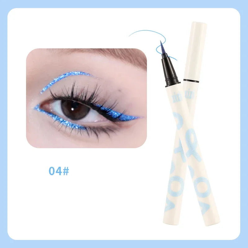 Liquid Aurora Blue Shiny Eye Liner Pen Glitter Phosphorescence Pigment Waterproof Shimmer Sparkling Eyeliners Diamond Eye Makeup Qme 04
