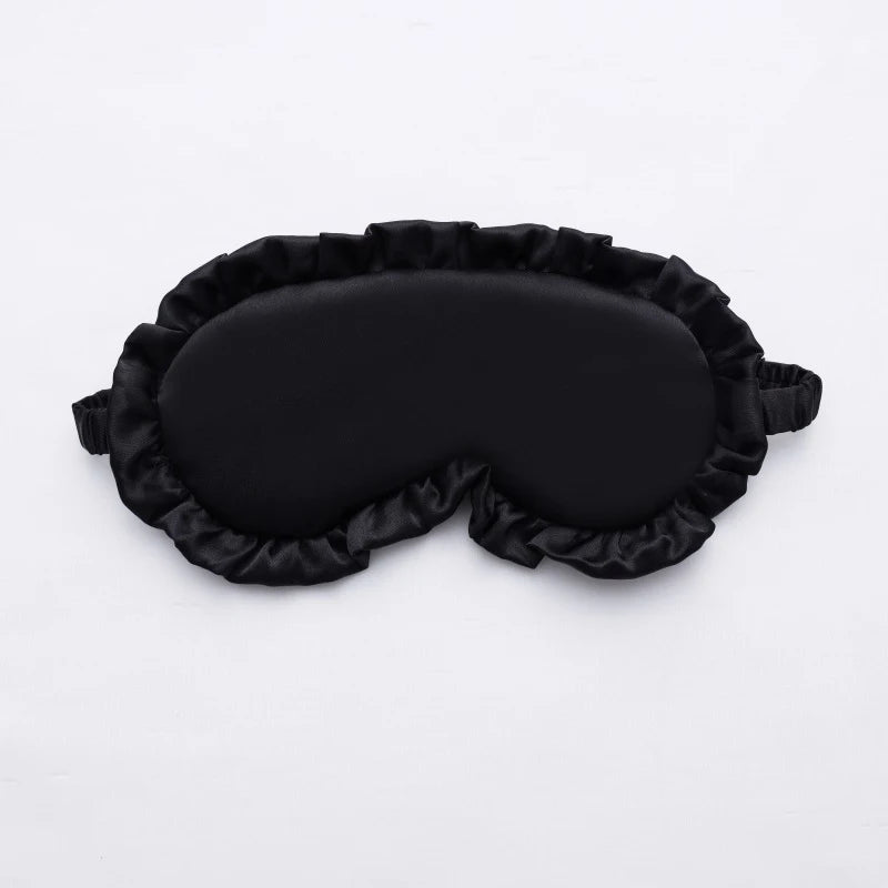 Silk Ruffle Sleep Eye Mask Protection Travel Soft Sleeping Shading Qme BK