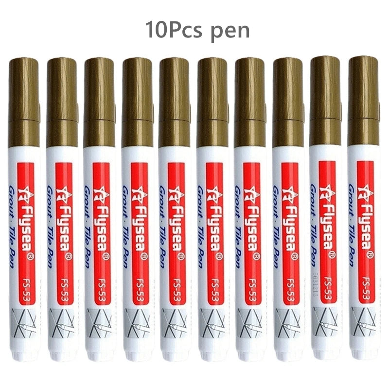 10/20Pcs Waterproof Grout Pen Tile Marker Wall Seam Pen for Tile Floor Bathroom Kitchen Decontamination Seam Repair Tools Qme 10Pcs Gold