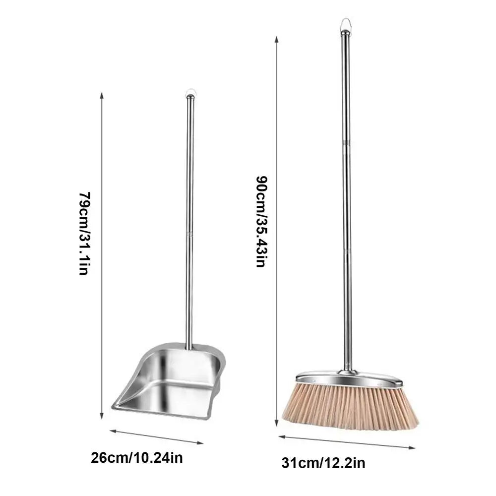 Broom With Dustpan Combo Set Stainless Steel Dustpan Stainless Steel Floor Cleaning Tool For Homeowners Living Room Bedroom Qme Dark Gray China Mainland
