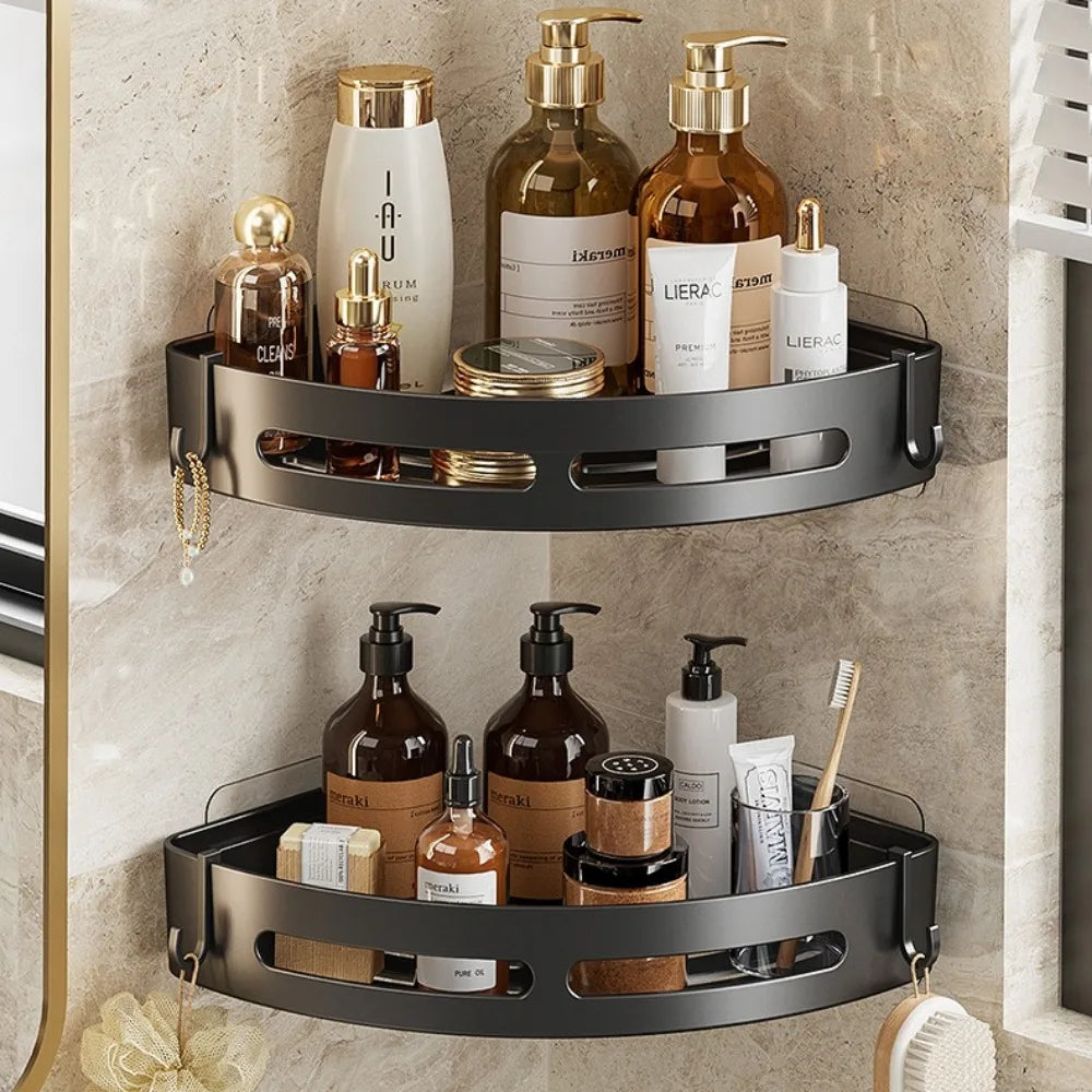 3PCS Bathroom Triangle Shelf Non Perforated Wall Mounted Bathroom Shower Storage Wall Rack Bathroom Accessories Household Items Qme