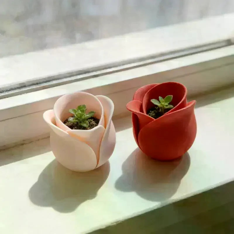 Rose Shape Basin Flowerpot Creative Mini Plant Pots For Daily Gardening Home Decoration Flowerpots Qme