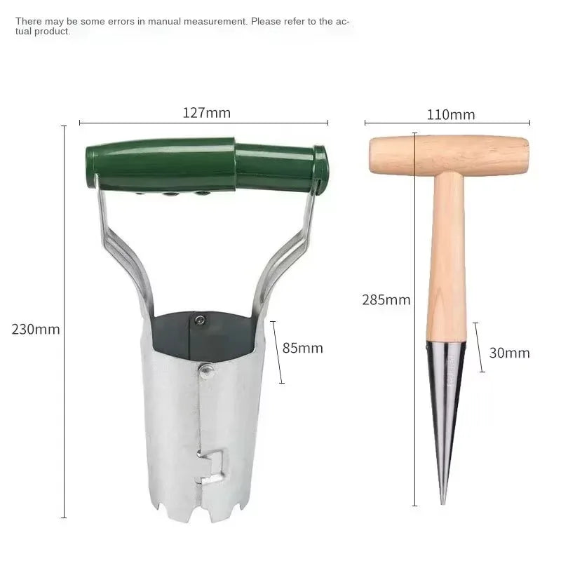 Stainless Steel Seeder Excavator Horticultural Wood Handle Hole Qme 1Set