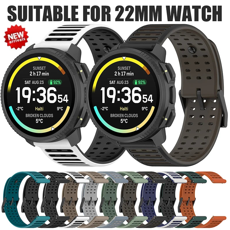 22mm Wristband For Suunto Vertical 2/RACE 2 Two-Tone Silicone Strap for Honor GS3 Replacement Band Bracelet for Honor watch 4pro Qme