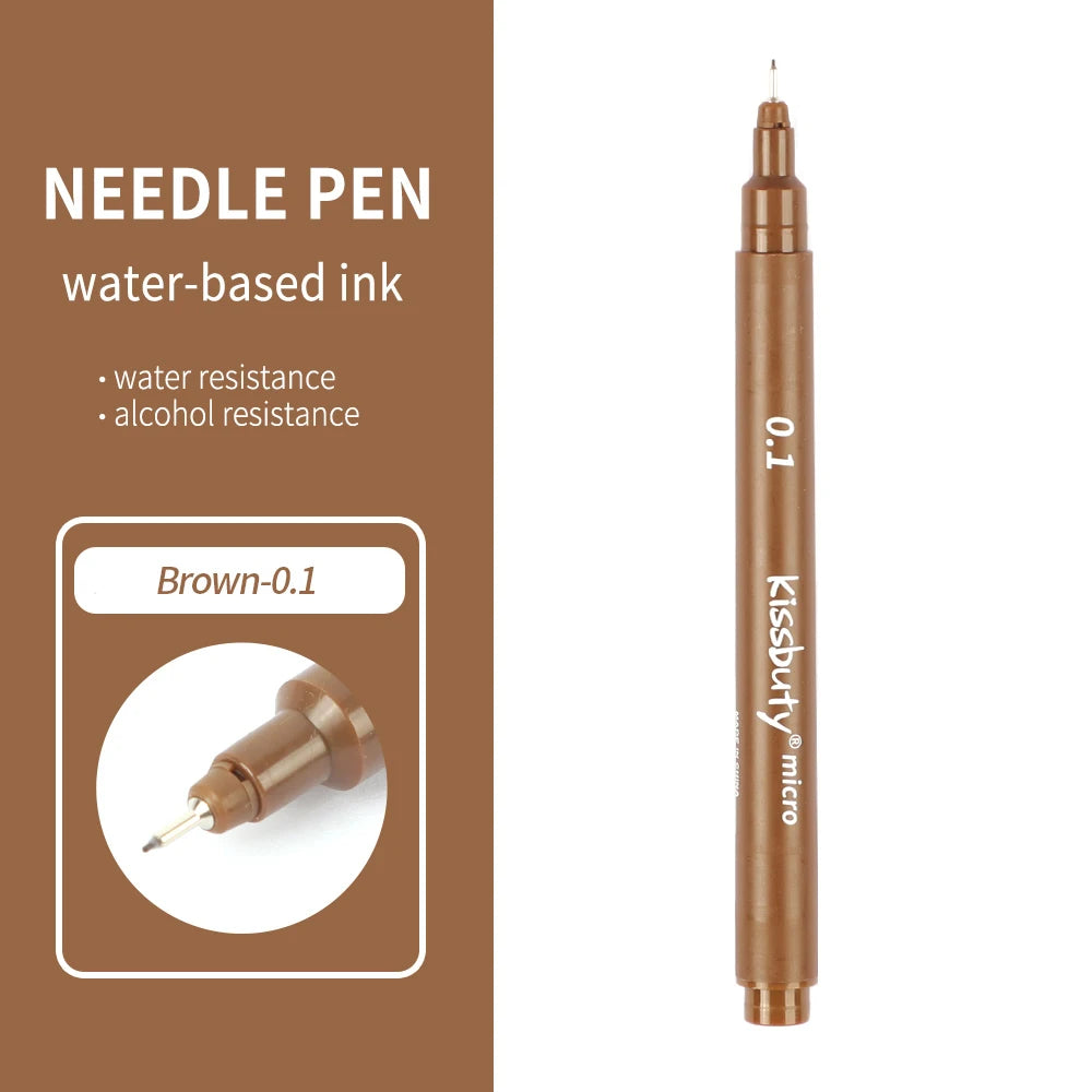 Micro-Pen Fineliner Pens,Color Pigment Liner Multiliner Archival Ink Micro Fine Point Pens for Sketching, Drawing, Journaling Qme 0.1-Brown