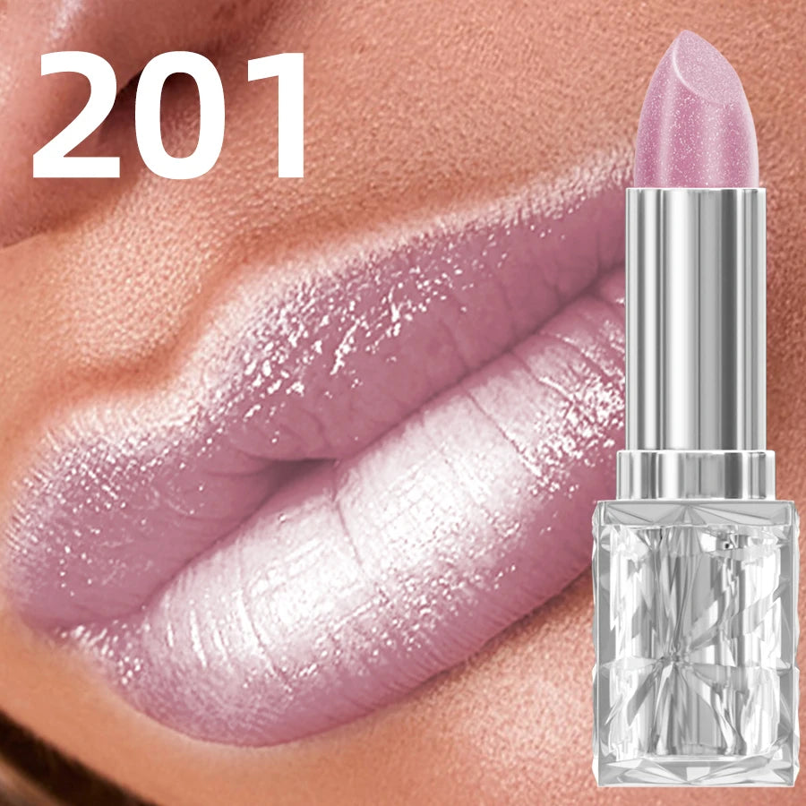 7 Colors Sparkling Metallic Finish Lipstick Hydrating Red Pink Qme 201
