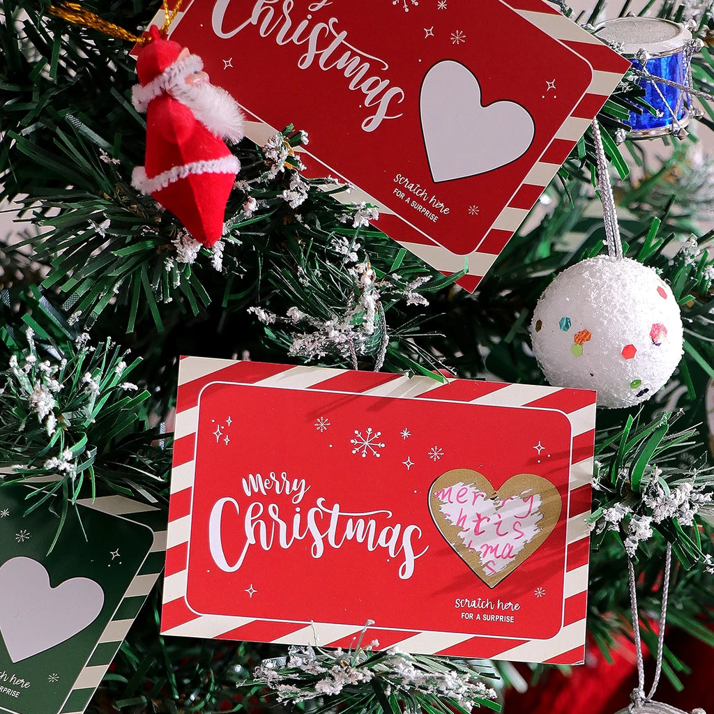 10Pcs/20Pcs Creative Merry Christmas Themed Lucky Scratch-Off Cards, Cute Cartoon Christmas Element Surprise Greeting Cards Qme