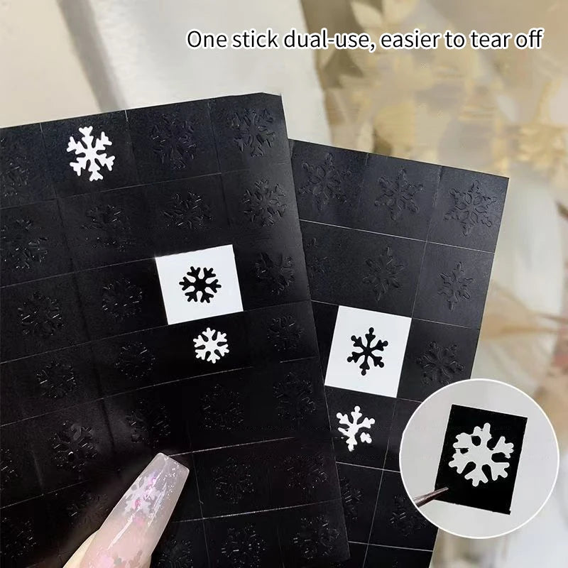 2 Sheets Nail Art Airbrush Stencils Nails Snowflakes Hollow Reusable Qme