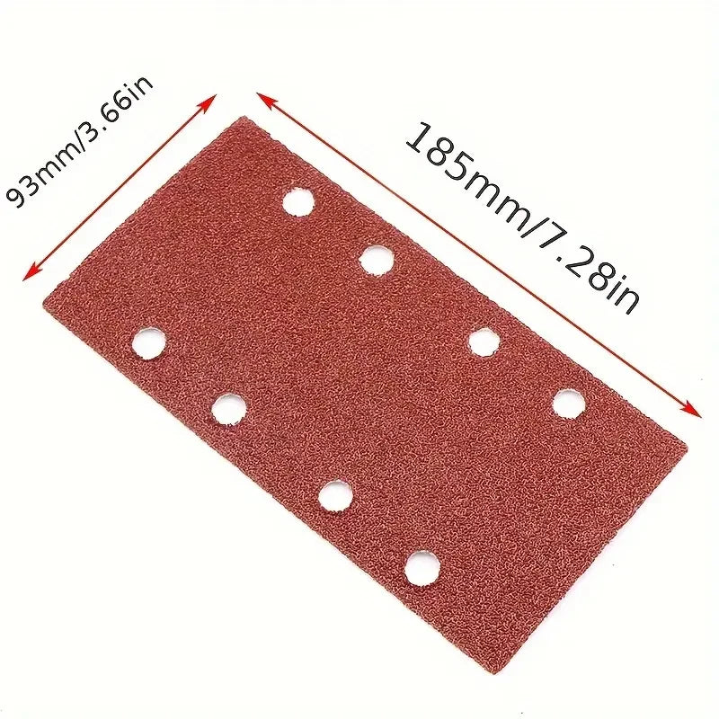 50pcs Assorted Grit Sanding Sheets Set, 93 x 185mm, 8-Hole, for Rectangular Sanders, Wood Compatible, Manual Sanding Pads Qme