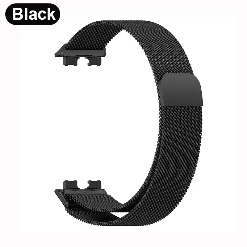 Metal Strap For Huawei Band 8 9 Bracelet With TPU Case Screen Protector Soft Film Replacement Milanese Magnetic Loop Watchband Qme Black For Huawei Band 9