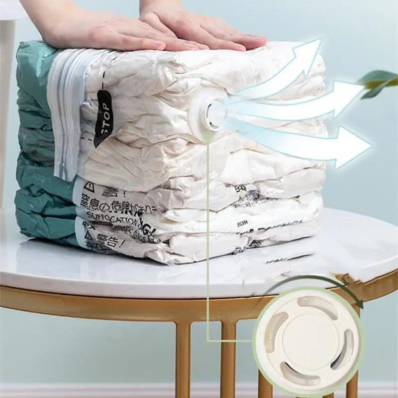 Extra Large No-Pump Vacuum Storage Compression Bags, Practical Space Saver to Store Clothes, Blankets and Bedroom Bedding Neatly Qme