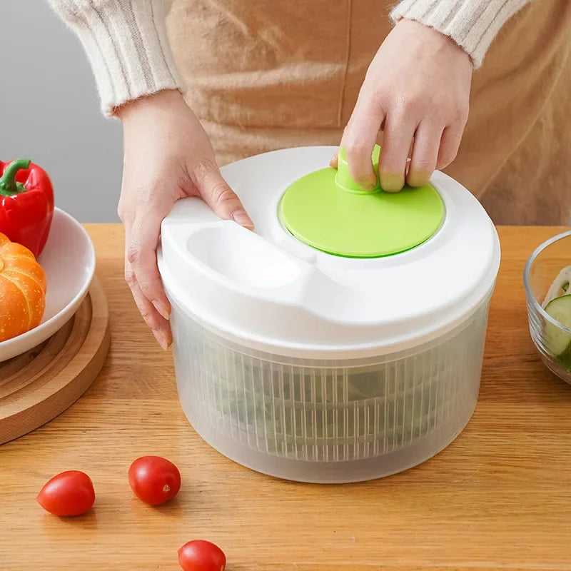 Multifunctional Manual Salad Spinner Household Vegetable Salad Dehydrator Kitchen Vegetable Drainer Filter Fresh-keeping Tool Qme