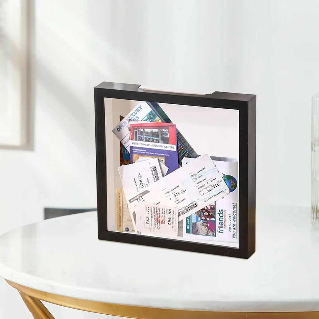 Shadow Box Slot Travel Ticket Card Memory Clear Display Case Home Qme