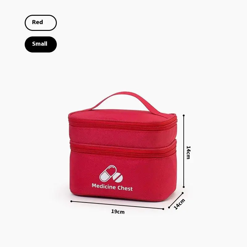 First Aid Home Travel Double Layer Classification Storage Drug Qme S Red