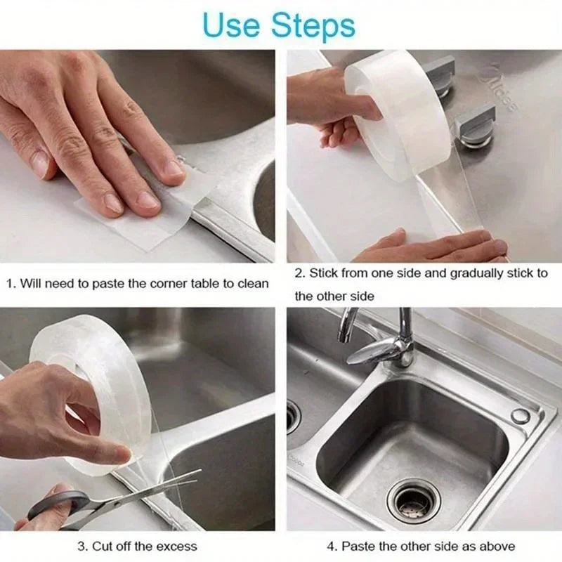 Multi-Surface Waterproof Nano Sealing Tape - Stain-Resistant & Easy to Apply, for Gaps Sealing in Home, Restaurant, Kitchen Pool Qme