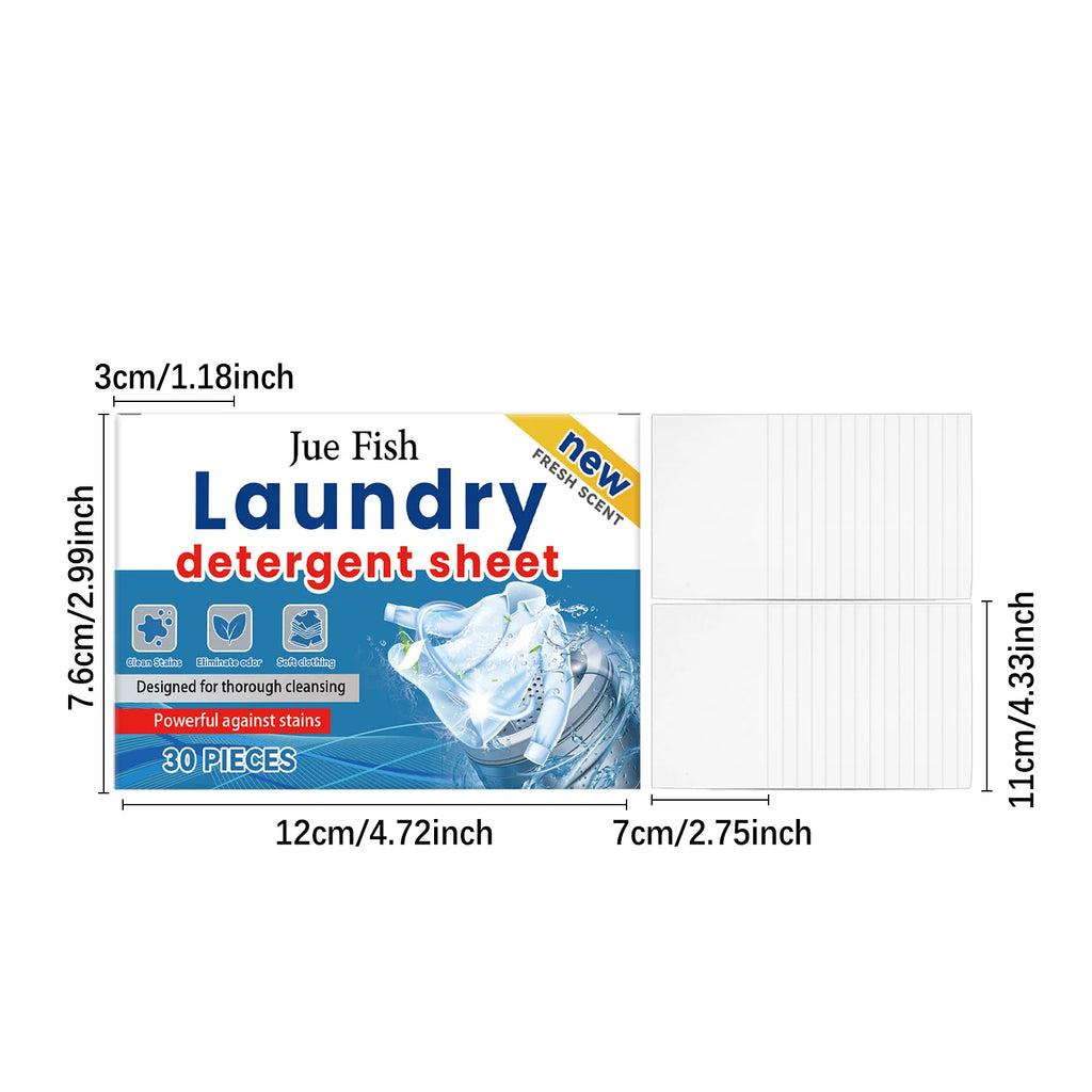 Jue Fish Laundry Detergent (30 Pieces) - Gentle on Skin, Powerful Stain Removal for Daily Clothing Qme