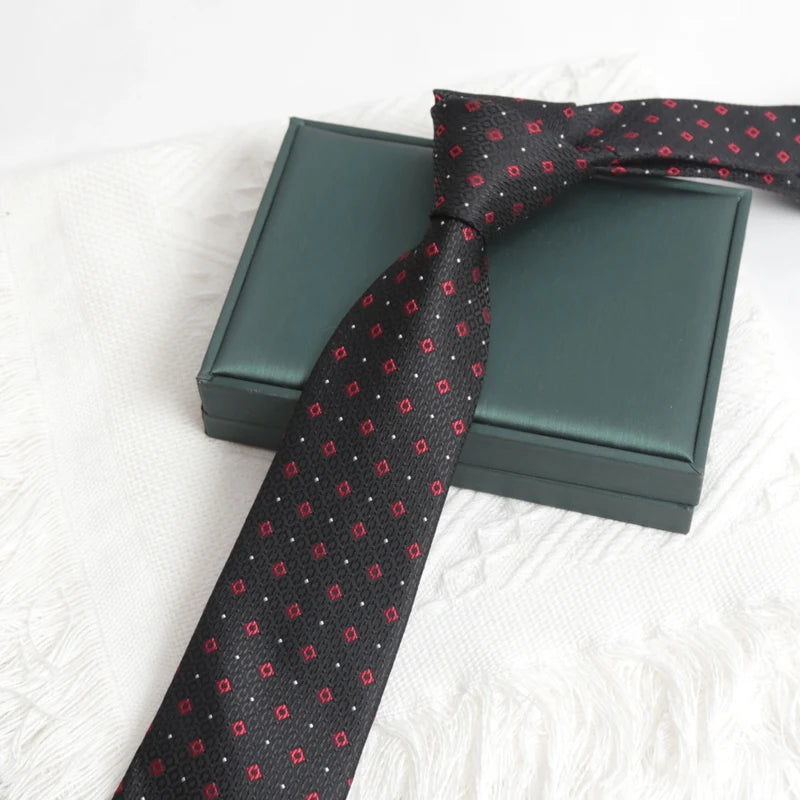 Men Classic Black Tie Luxury 8CM Necktie Stripes Ties for Man Groom Jacquard Woven Elegant Neck Tie for Business Wedding Party Qme