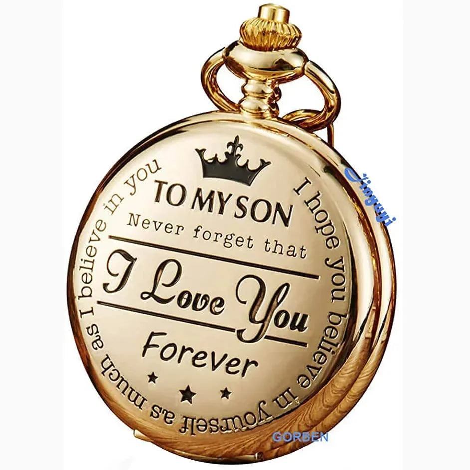 Pocket watch TO MY SON, Husband, GRANDPA carved retro quartz pocket watch pendant retro pocket watch Qme