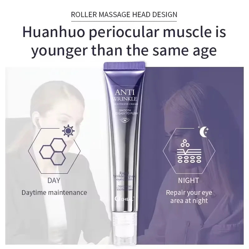Anti Wrinkle Anti Dark Circle Eye Cream Roller Massager Moisturizing Eye Bags Anti Aging Hyaluronic Acid Eye Skin Care Products Qme