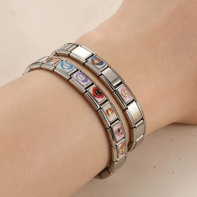2026 New Women Romantic Heart Shiny CZ Heart Pattern Italian Charm Links Fit 9mm Bracelet Stainless Steel DIY Making Jewelry Qme