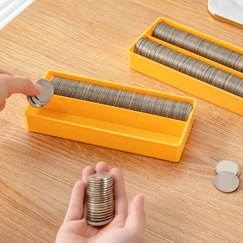 Coin Storage Collection Boxes Holder Transparent Plastic Case Qme