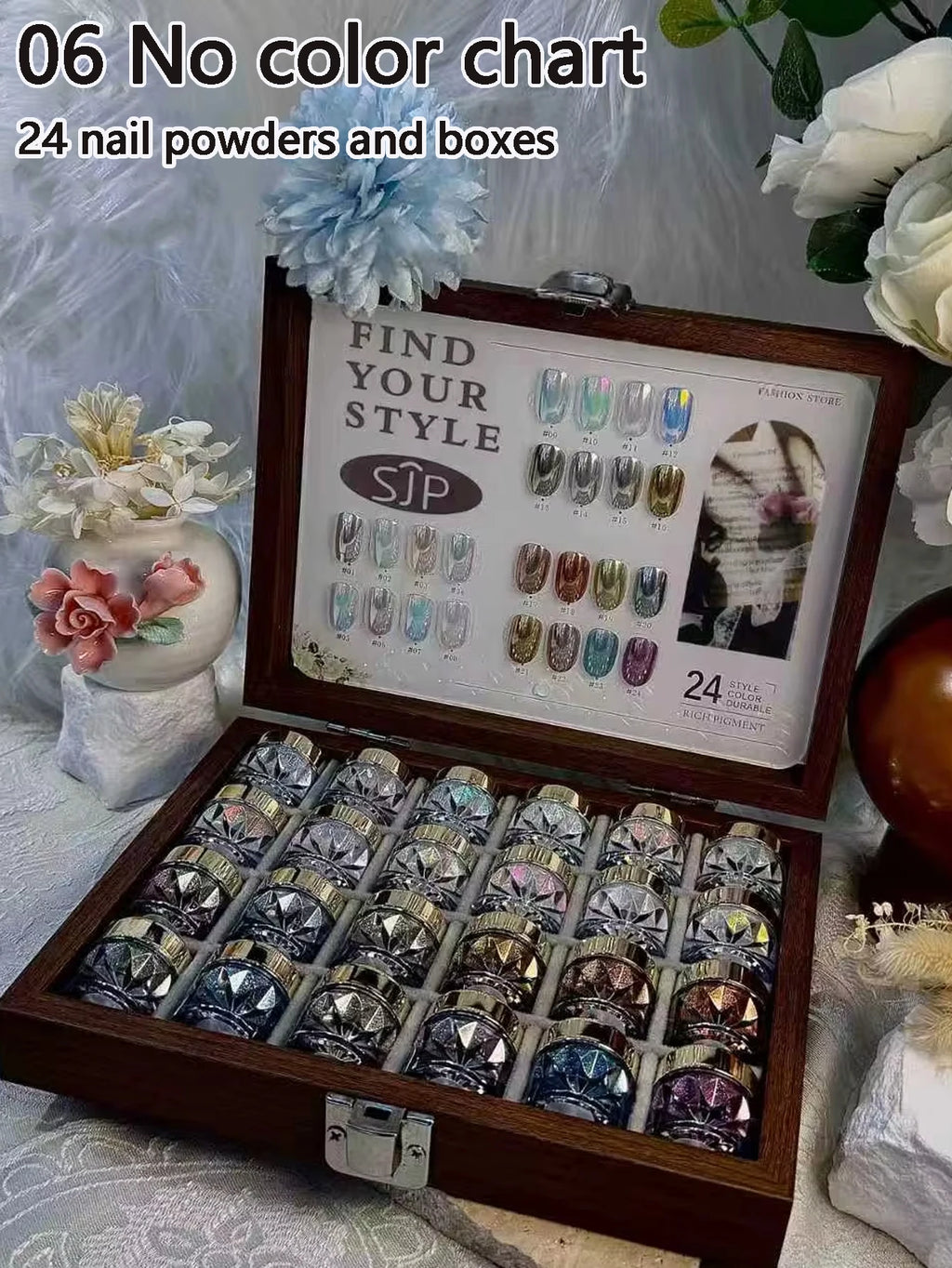 12 24 Aurora Chrome Powder Nai High-end Mirror Magic Storage Box Qme 06 Colorless Card