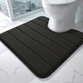 U-shaped Toilet Mat Bathroom Carpet Memory Foam Bath Anti-skid Qme Black