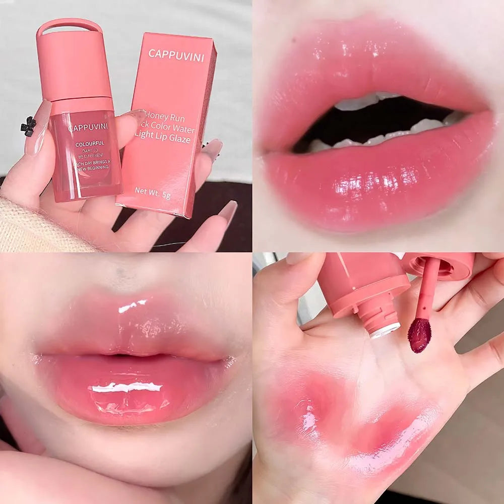 Water Light Grey Rose Lip Gloss Moisturizing Long Lasting Non-greasy Jelly Brown Mirror Lip Glaze Plumping Lip Tint Korea Makeup Qme 04