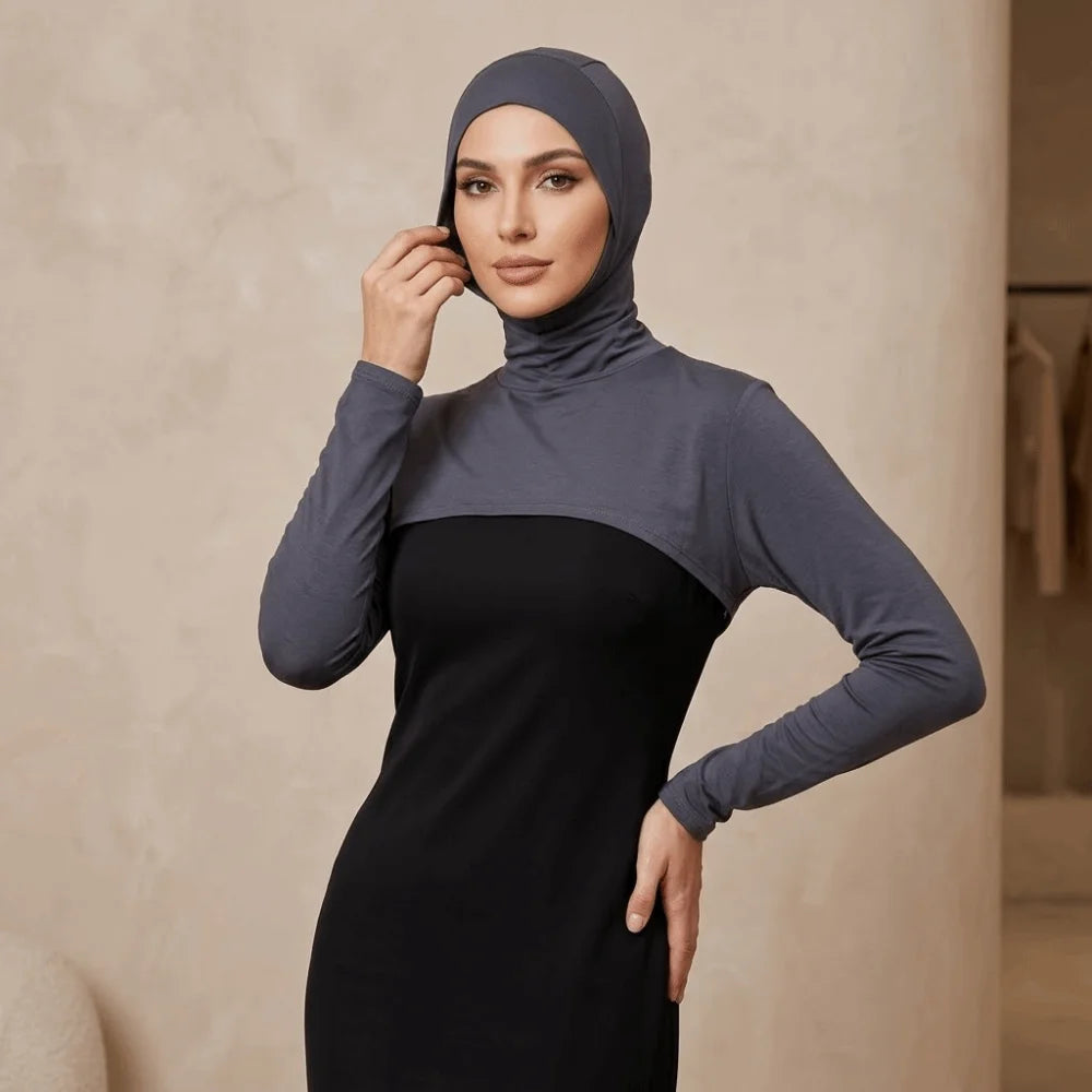 Polyester Hooded Capelet Long Arm Stretchy Multi-Functional Cape Full Neck Cover Skin-Friendly Sun Protection Sleeve Cover Qme