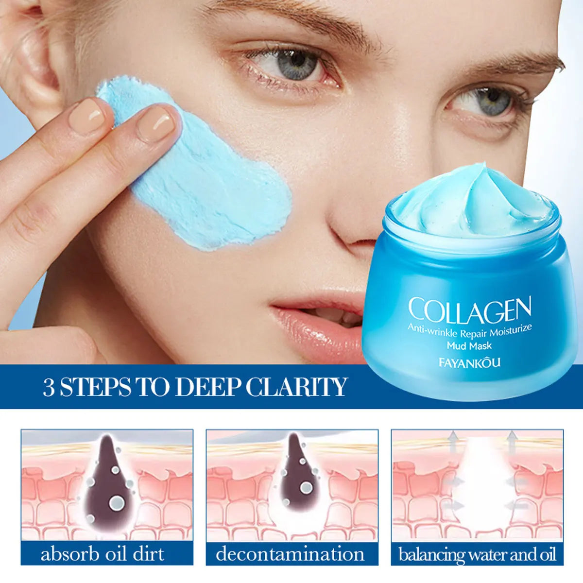 Collagen Mud Mask Deep Cleansing Facial Make Skin Younger-looking Qme