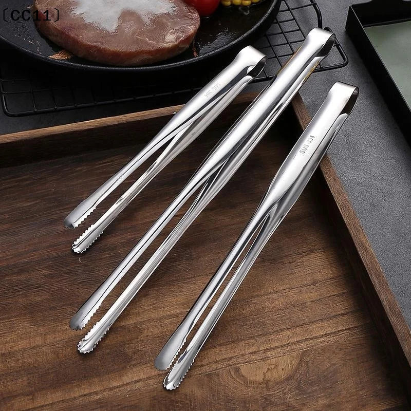 Stainless Steel Barbecue Tongs Kitchen Vegetable Reusable Meat Qme