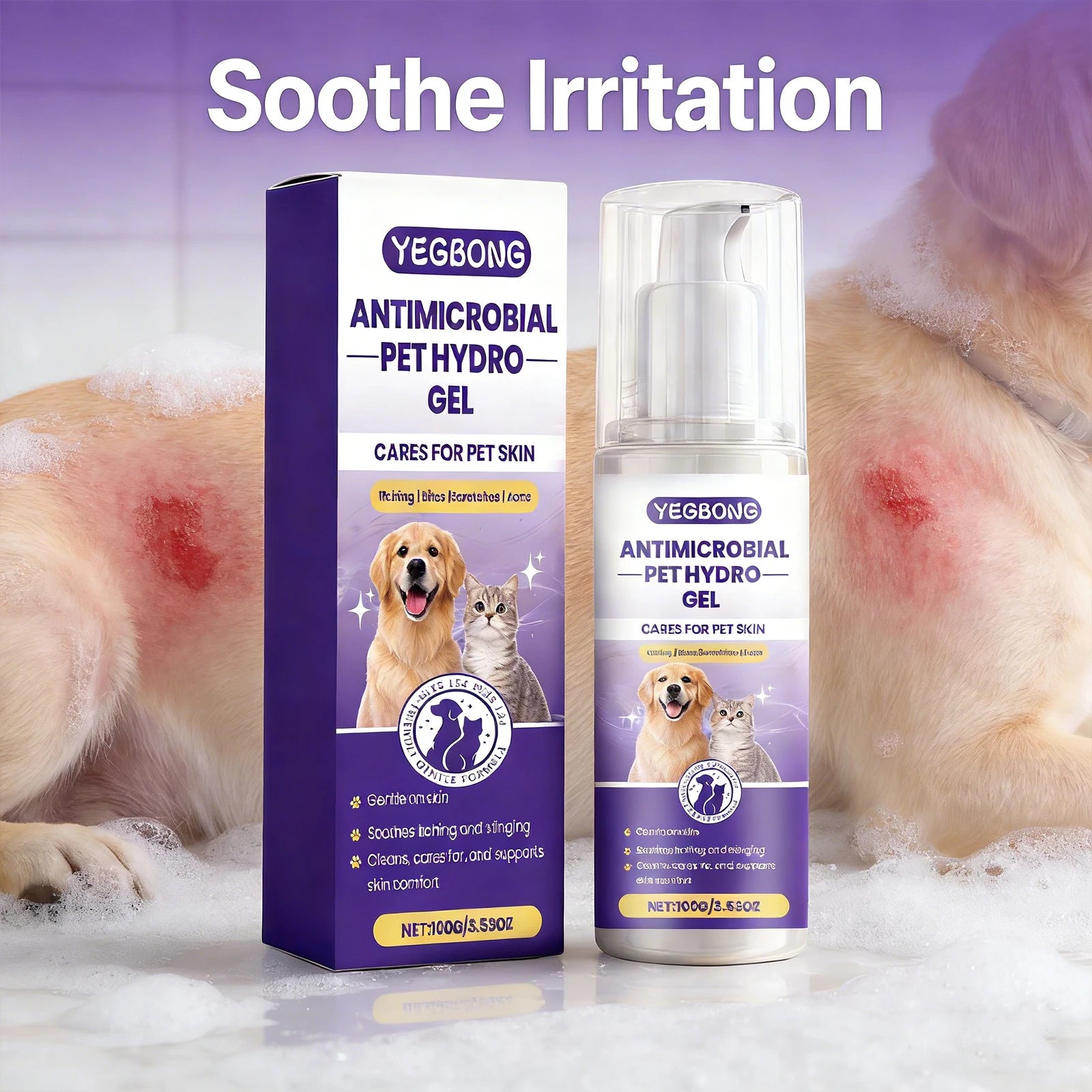 Pet Grooming Cleaning Gel Moisturizing Hypoallergenic Formula Remove Dirt Soothing Skin Eliminate Odor Daily Pet Skin Care Gel Qme