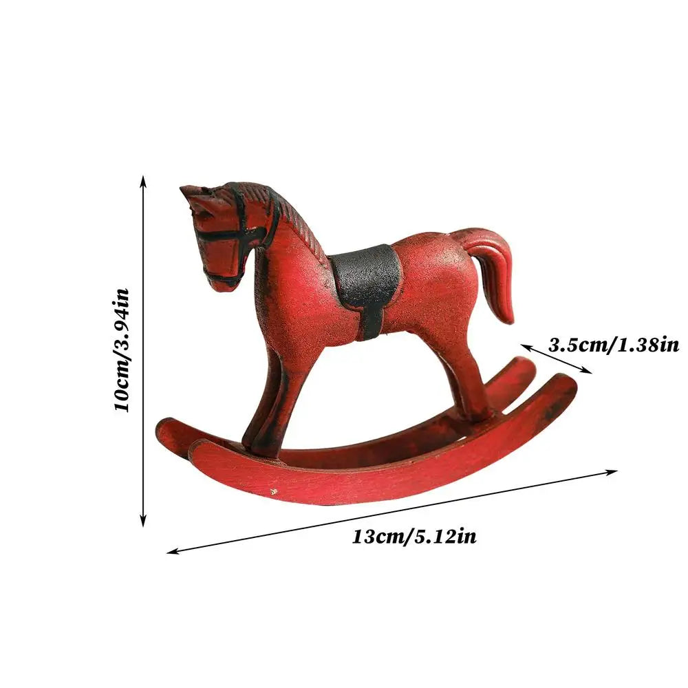 Horse Figurine Vintage Wooden Funny Rocking Toys Desk Sculpture Qme A