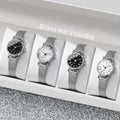4 pçs/set moda pequeno mostrador relógios femininos senhoras malha banda analógico relógio de pulso de quartzo reloj mujer Qme 4pcs