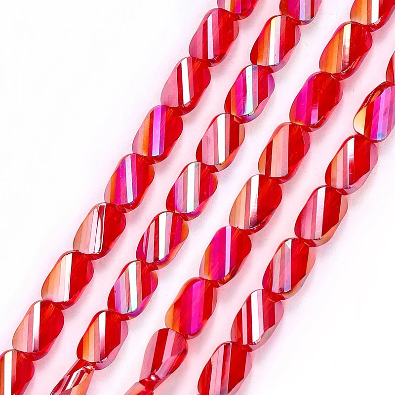 2 Sizes Faceted Glass Twisted Beads AB Color Craft Loose Spacer Beads for DIY Jewelry Bracelet Necklace Earring Making Crafting Qme Color 6 4x6mm-70pcs
