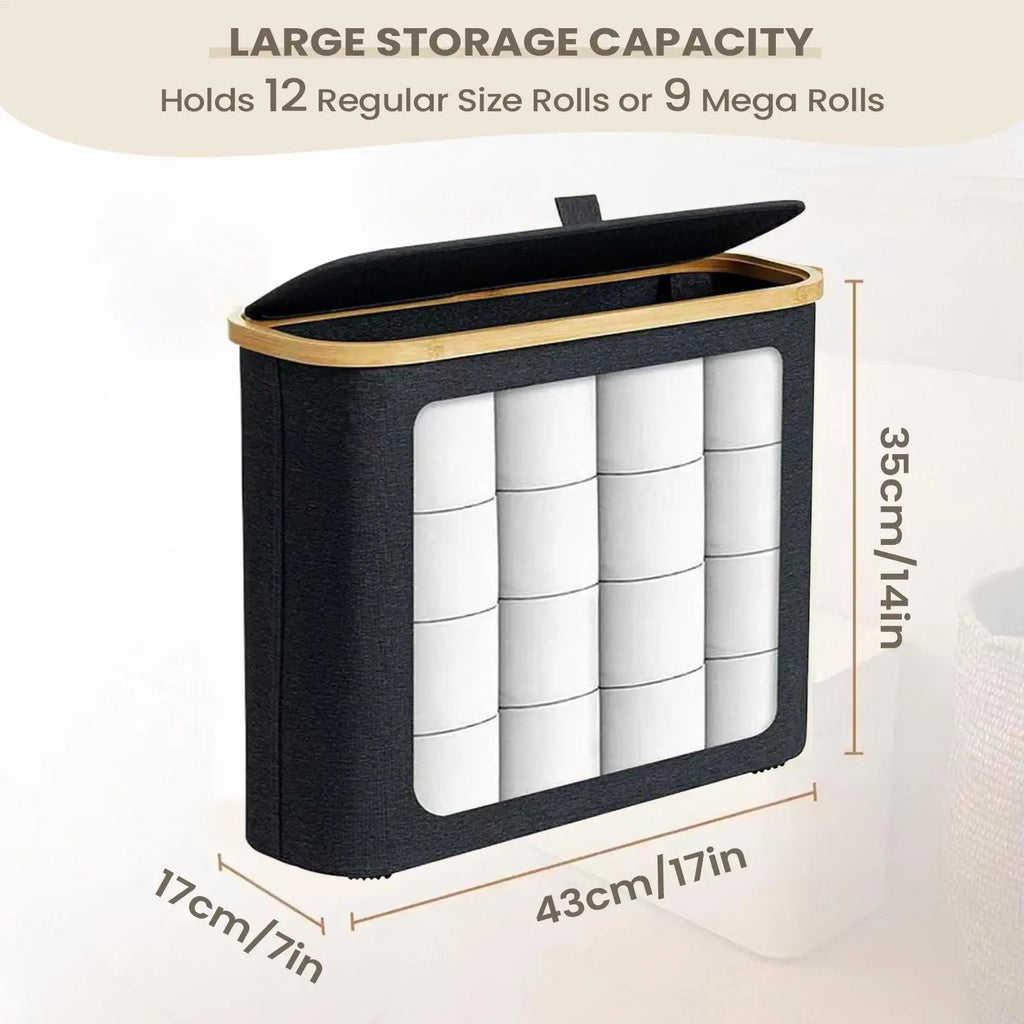 Toilet Paper Organizer Clear Bathroom Large Container Lid Tissue Qme