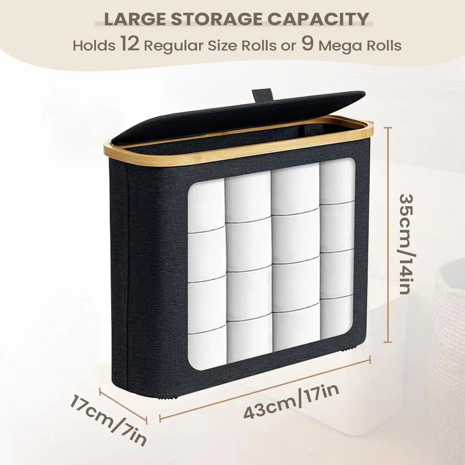 Toilet Paper Organizer Clear Bathroom Large Container Lid Tissue Qme