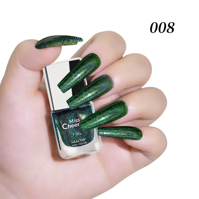 Rainbow Sparkle Holographic Nail Polish 7ml Multichrome Laser Glitter Nail Lacquer Quick-Dry Salon Professional Nail Art Polish Qme 08