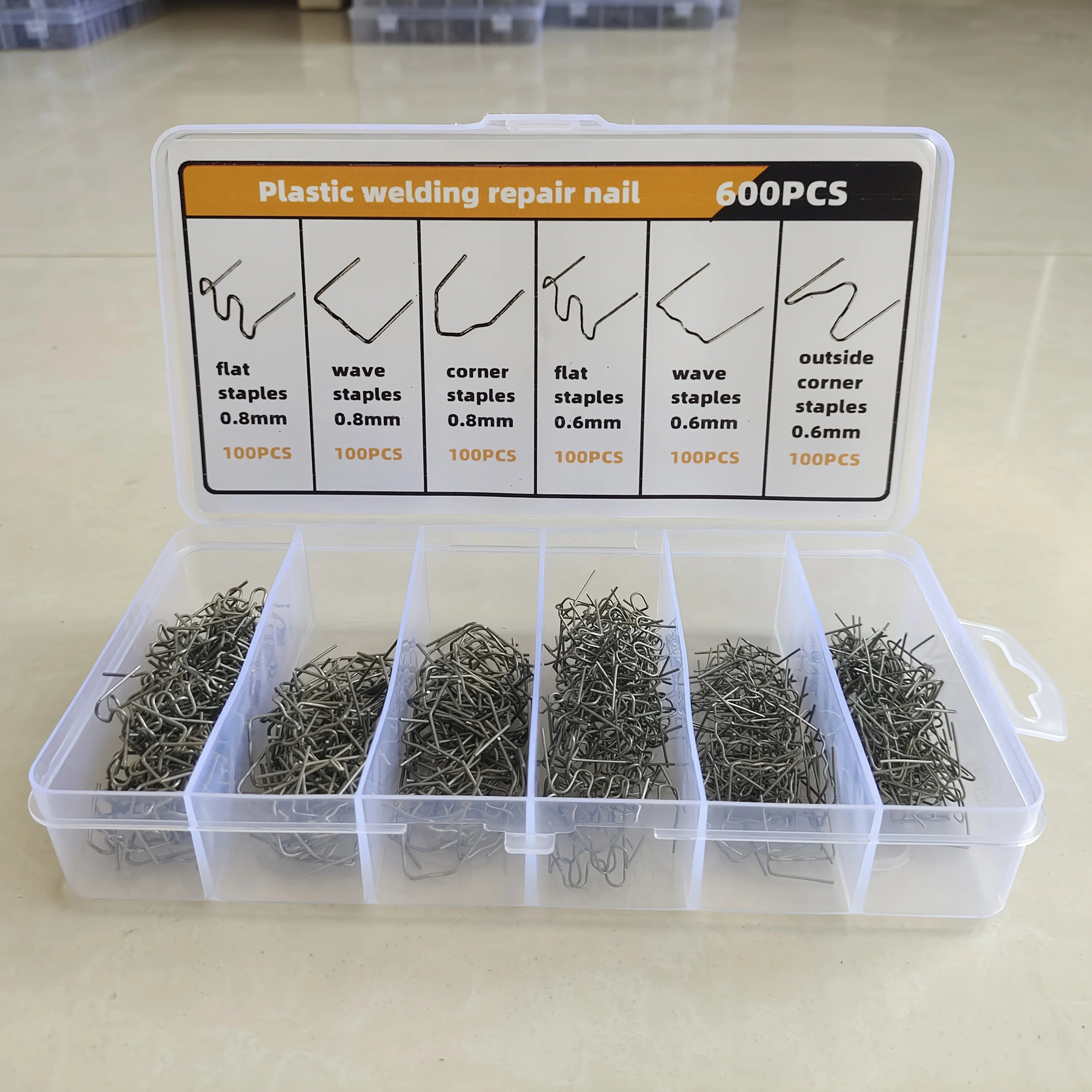 Reliable Quality Welder Staples, Hot Staples for Plastic Welding with Storage Box, 0.6mm & 0.8mm Welding Kit for Car Bumper Qme 600pcs In Box No plug