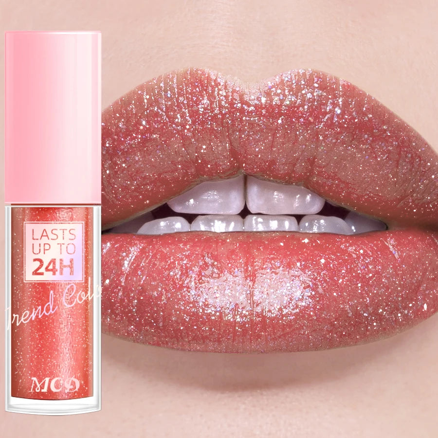 18 Colors Glitter Lip Glaze Long Lasting Gloss Waterproof Liquid Qme