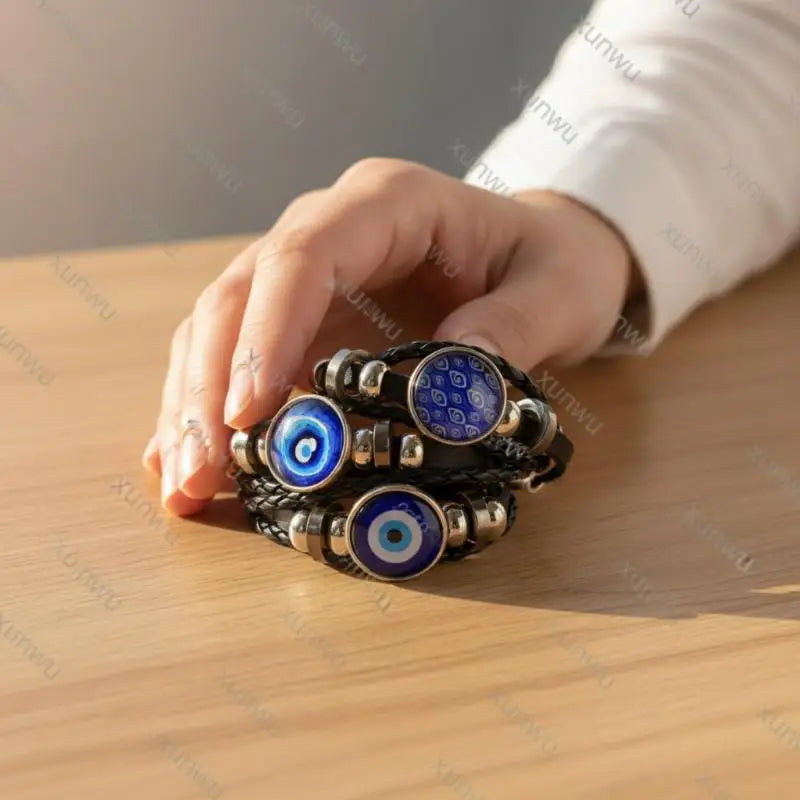 Handmade Woven Leather Multilayer Bracelet Bangles For Women Men Vintage Jewelry Gift Qme