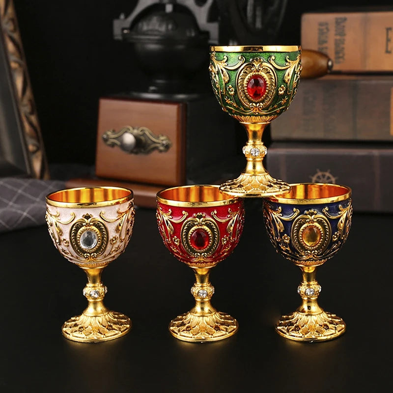 1pc Timeless Embossed Metal Chalice Goblet Vintage Wine Champagne Liqueur Cup Perfect For Bars Restaurants Home Decor Qme