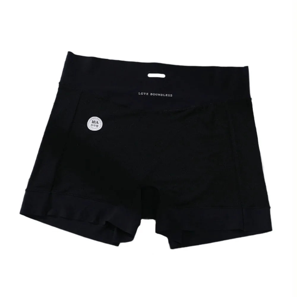 Fashion Thin Ice Silk Panties Large Size Cotton Crotch Women's Briefs Underpants Simple Anti-Glare Shorts Summer Qme Black 1XL
